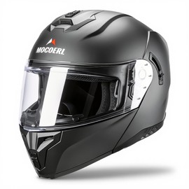 MOCOERL - Motorbike Helmet Flip-Up Helmet Full Face Helmet Men Women with Reinforced Chin Guard Double Visor ECE 22.06 Certification Matte Black (S)