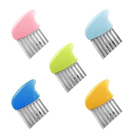 BokWin 5 Pcs Waffle Fry Cutter Crinkle Cutter Knife for kids Stainless Steel Wavy Chopper for Veggie French Potato(5 Colors)