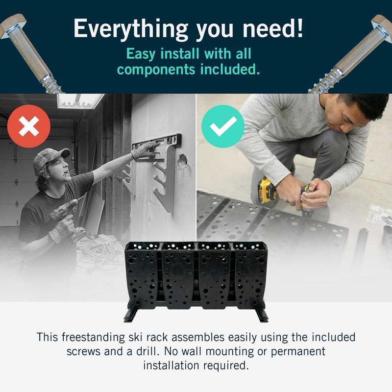 StoreYourBoard Telluride Ski Storage Rack – Freestanding Ski Rack for