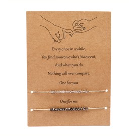 Elegance 11 designs Natural Crystal Friendship Bracelet Best Friend Bracelet for, Bracelets Adjustable for Couple Family Women Friendship gifts 2PC