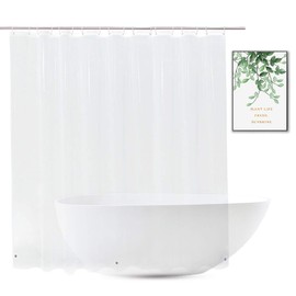 Extra Wide Shower Curtain Liner 108 x 72, Waterproof Heavy Duty Clear Vinyl Shower Liner for Bathroom and Bathtub, 18 Plastic Hooks