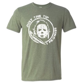 Nature V Society, Michael Myers I Promise Shirt Distressed Vintage Funny (Green, Medium)