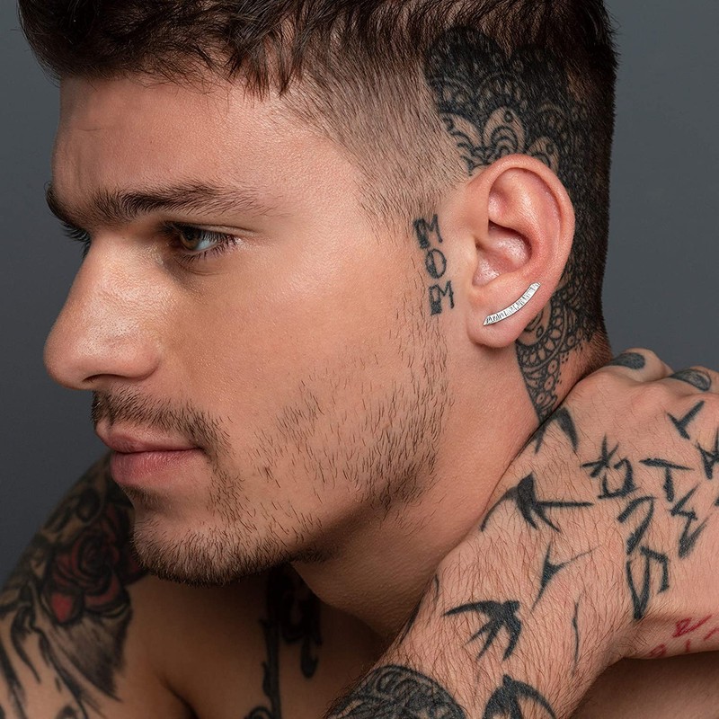 Oxidised Sterling Silver Ear Cuff for Men Earring Men Ear