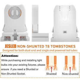 JESLED Non Shunted LED Tombstones - (Pack of 50) T8 Lamp Holder, UL Turn Type Tombstone Lampholder for T10 T12 LED Fluorescent Tube Replacement, Medium Bi-pin G13 Socket for Programmed Start Ballasts