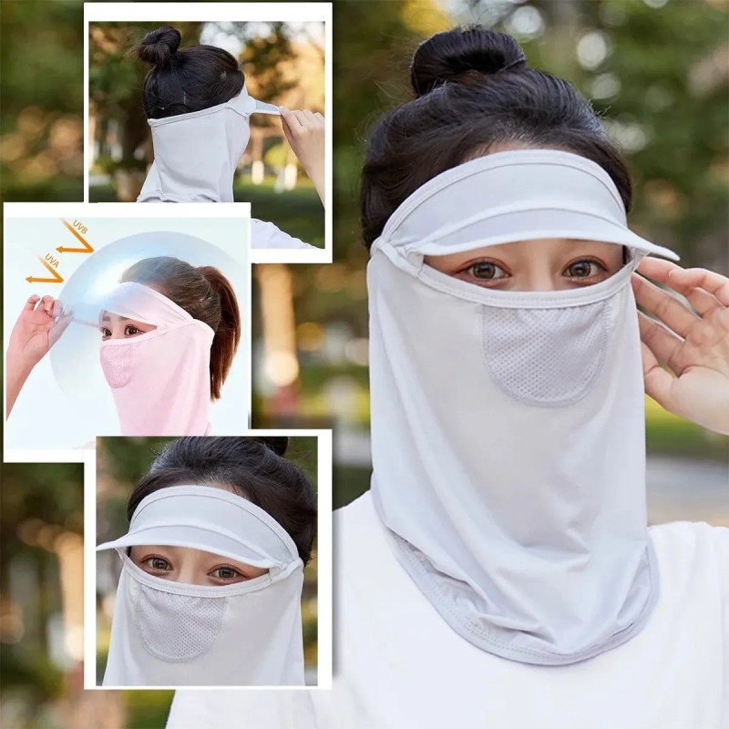 3pcs Mangas Elasticidad Protectora Uv Y Máscara Sombrero Sol