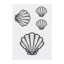 4 x 'Sea Shell' Temporary Tattoos - Water Resistant, Skin-Safe, Non-Toxic Transfers, Mixed Sizes (TO00073370)