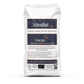 Mindful Coffee - Focus 500g| Organic Clean Ground Coffee| Lab Tested - Mycotoxin Free| Freshly Roasted |Single Origin Speciality|Cafetiere Grind
