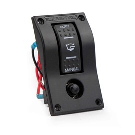 Five Oceans Bilge Pump Three-Way Rocker Control Panel Switch with Circuit Breaker, Black, Automatic-Manual-OFF functions, LED light indicator, FO-3851