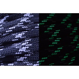 Ultracord - Glow in The Dark and Reflective Tracer - Paracord with Jute and Fishing Line Inside - Black (50 Feet)