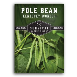 SURVIVAL GARDEN SEEDS Survival Garden Seeds - Kentucky Wonder Pole Bean Seed for Planting - 1 Pack with Instructions to Plant and Grow Green Snap Beans in Your Home Vegetable Garden - Non-GMO Heirloom Variety