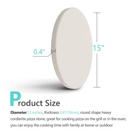 GGC 15 inch Pizza Stone for Ovens, Grill and BBQ to Cook Perfect Crispy Crust Pizza, Bread and More, Smooth Round Shape, Durability Baking Stone