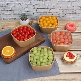 JAYEEY 22 oz Disposable Kraft paper bowls with lids,Food containers Soup Bowls Party Supplies Treat Bowls 50 Pack