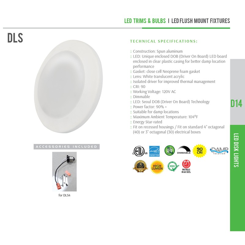 Westgate Lighting 15W 6 Inch Dimmable Disk LED Light Recessed