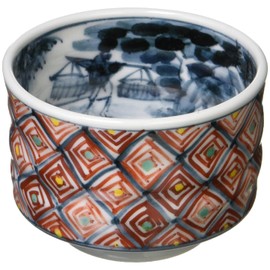 Fighters Burn 清水焼 Six 齋窯 gui 吞 (Wooden Box) 赤絵 Lattice gre384 