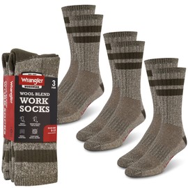 WRANGLER - Blended Wool Socks for Men - Cold Weather Hiking & Work Crew Socks (FOREST GREEN)