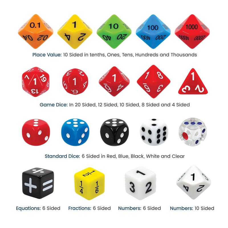 Junior Learning: Dice Multi-Pack - 150 Various Pieces - Multiple