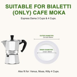 4 Pack Gasket Seal Rings for Bialetti Moka Express Dama 3/4 Cups-Food Grade Silicone Gaskets, Replacement Silicone Sealing Rings-Aluminium Stovetop Coffee Maker Pot Accessories