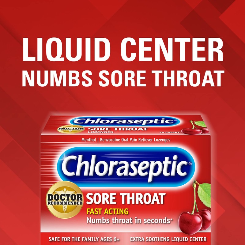 Chloraseptic Sore Throat Lozenges, Cherry, 18 Count, 1 Pack