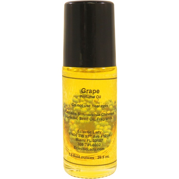 Grape Perfume Oil, 1.0 Oz Portable Roll-On Fragrance with Long-Lasting Scent, Delightful Essential Oils and Jojoba Oil For Daily Use