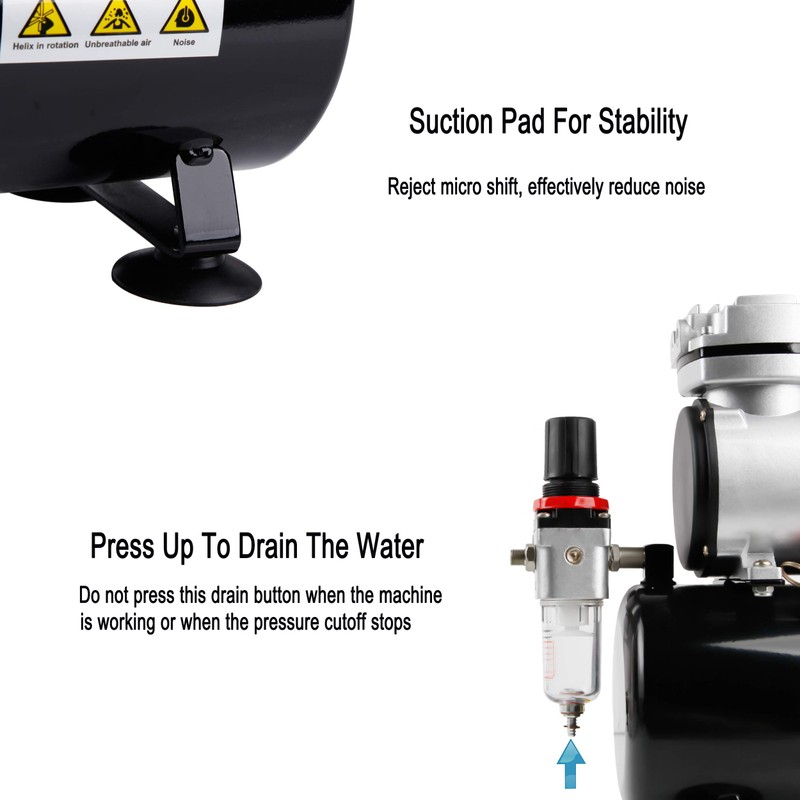 Timbertech Airbrush Kit With Compressor AS-186K With Airbrush Gun, Air