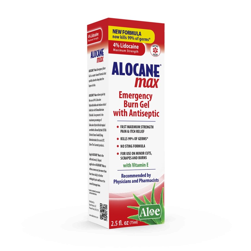 Gel Alocane de emergencia para quemaduras, máximo alivio, 2,5 onzas
