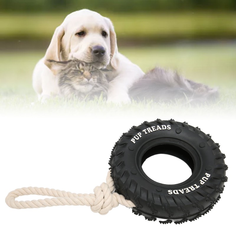 Dog Tire Chewing Toy Bite Resistant Treat Dispensing Rubber Aggressive