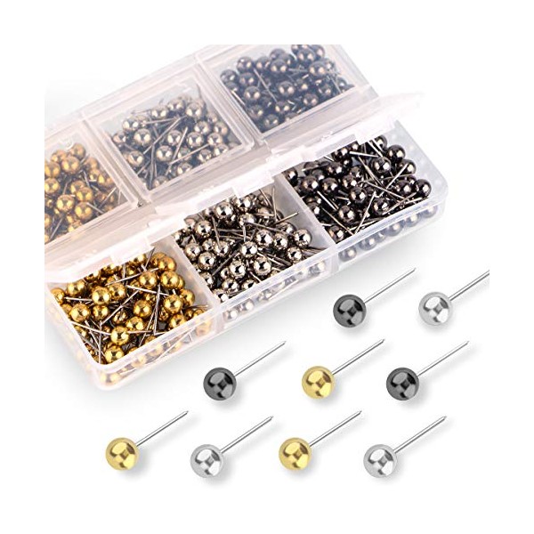 Yalis Push Pins Map Tacks 1/8-Inch Retro Metallic Color Beads