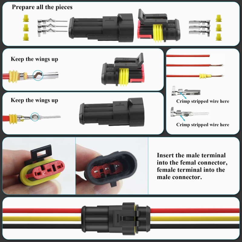 1014pcs 63 Sets,Waterproof Automotive Wire Connectors Kit, 1-6 Pin