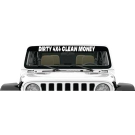 Dirty 4X4 Clean Money Banner Decal Sticker Offroad Road Rock Mud Dirty Turbo Diesel Truck ATV Crawler