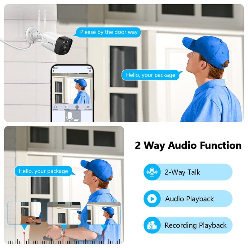 (4-Antennas Strong Signal) Outdoor Wireless Security Camera System Video Surveillance