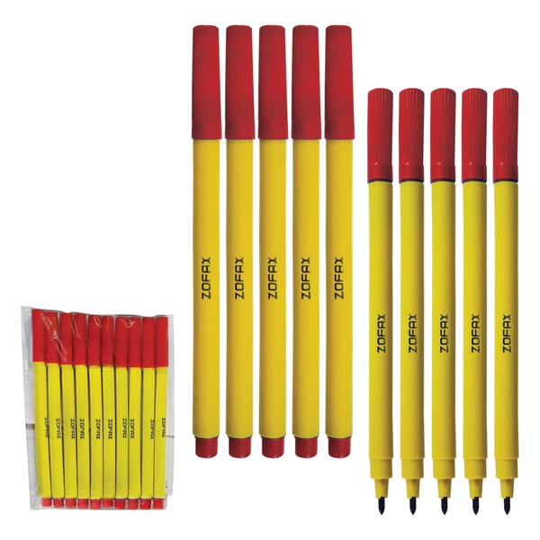 ZOFAX Felto Felt Tip Colouring Pens, RED, Fine Point, Pack