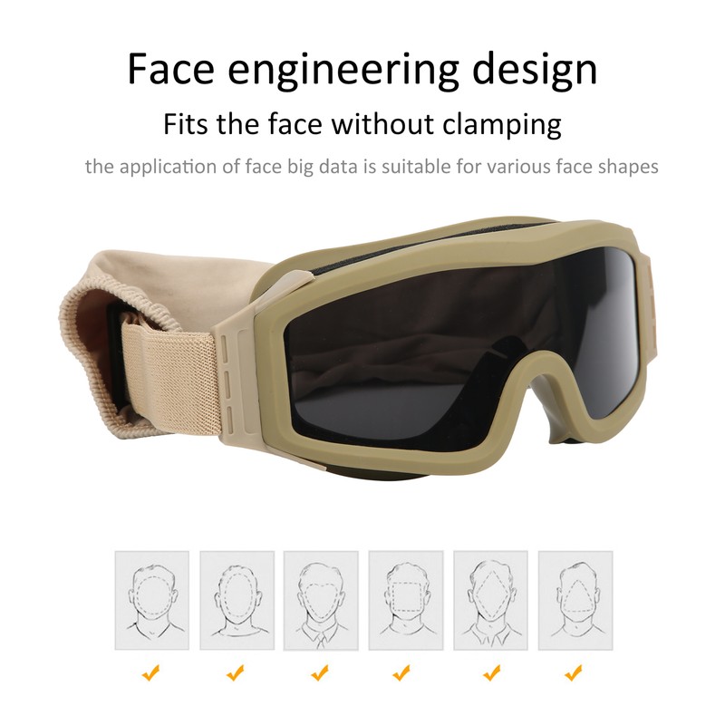 Tactics DustProof Protective Glasses Impact Resistant AntiExplosion Military Goggles(Verre gris
