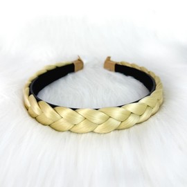 STHEJFB Headbands for Women Braided Headband Hair Hoop Synthetic Braid Hair Comfortable Elastic Hair Bands for Girls (A16, 0.7inch)