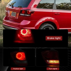 PARTREE Outer Tail Light Assembly Compatible with 2011-2020 Dodge Journey LED Rear Lamp Direct Replacement 68078465AD CH2804105 (Left Driver Side)