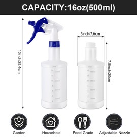 Eccliy 12 Pcs 16 Oz Plastic Spray Bottle, Adjustable Empty Reusable Sprayer for Cleaning, Planting, Water, Bathroom and Kitchen, BBQ, Commercial and Residential (Multicolored,Measurement)
