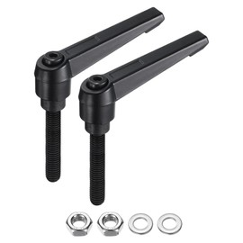 sourcing map 2pcs Lever Adjustable Handles M8 x 40mm Metric Male Thread with Nuts Washers, Level Clamping Handle Set Hand Stud Knobs Rotating Screw Handles Bolts with Locking Lever, Black