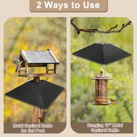 Hoqqf Squirrel Baffle, Dual Purpose Metal Baffle for Hanging Bird Feeder, Outdoor Squirrel Guard Proofing with Spikes for 4x4 Post