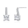 Princess-Cut Cubic Zirconia Drop Earrings - White Gold Plated Dangle