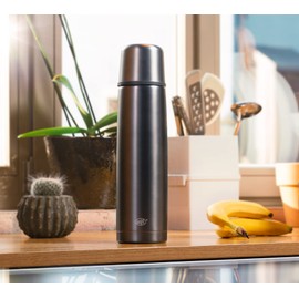 alfi ISOTHERM PERFECT AV 750 ml, cool grey mat, Isolierflasche aus Edelstahl mit Trinkbecher, absolut dicht mit Automatikverschluss, zerlegbar, hält 12 Stunden warm, ohne Fingerabdrücke, BPA-frei