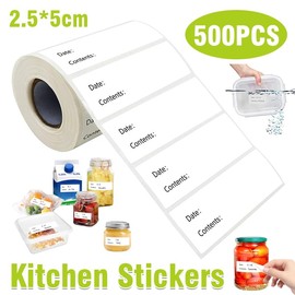 500PCS Kitchen Stickers Refrigerator Freezer Food Storage Date Content Labels- Durable, Easy-Write, Easy-Peel, 2.5x5cm, Perfect for Restaurants, Food Trucks, Home