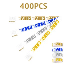 400 Pieces Event Bracelets, Colourful VIP Bracelets, Paper Bracelets, Coloured Paper Bracelets, Used for Event Entry, Graduations (4 Colours)