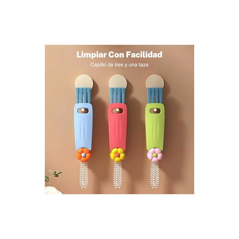 Kit de 3 Cepillo para Botellas,Cepillo de limpieza para vajillas