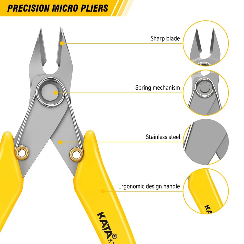 KATA 2Pack Micro Wire Cutters For Electronics Flush cutters, 5.5