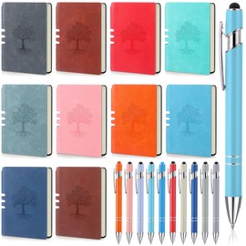 Eaasty 10 Sets A6 Tree of Life Journals Notebooks and Pens Set Colorful Tree Mini Lined Journals Hardcover Executive Notebooks Bulk Gifts for Christmas School Office Writing Supplies(Assorted Colors)