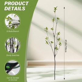 ACJRYO - Paquete de 4 ramas de árbol de ficus artificiales de 35.4 pulgadas, 12 tallos ultra esponjosos para jarrones altos, decoración de boda en casa y oficina