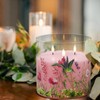 Eywamage 3 Wick Flameless Candle with Remote, Pink Hummingbird Floral