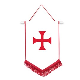 Knights Templar Red Cross Car / Wall Pennant With Red Border Great Souvenir