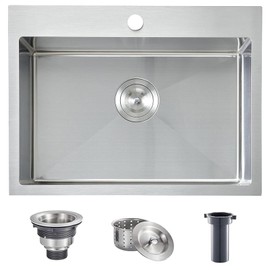 Comllen 22x18 Inch Drop in Kitchen Sink,16 Gauge Topmount RV Small Kitchen Bar Sinks,Stainless Steel Outdoor Prep Single Bowl Workstation Wet Bar Sink
