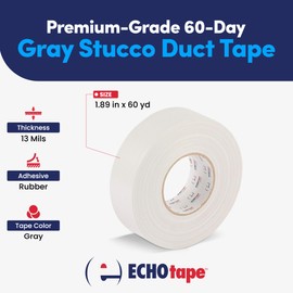 ECHOtape CL-W6059 | 60-Day Gray Stucco Duct Tape | Stucco Masking Tape That Protects Windows, Profiles, and Door Frames | No Residue Stucco Tape | Milgard Approved Tape | 1.89 in x 60 yds