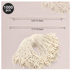 EUSOAR Hang Tag String, 7.7" 1000Pcs Cotton Clothes Price Hanging Tag Rope Snap Lock Pin Loop Plastic Fasteners Tags Hook Ties Fast to Attach for Bags Shoes Luggage Label-Beige
